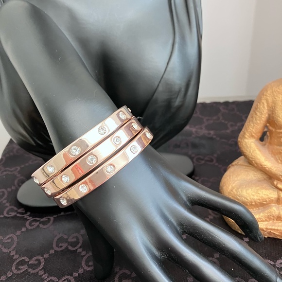 Rugby Ralph Lauren Rose Gold Triple Bangle Bracelet - Picture 4 of 8